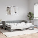 daybed med udtræk og madras 80x200 cm stof lysegrå