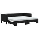 daybed med udtræk og madras 80x200 cm stof sort