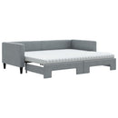 daybed med udtræk og madras 90x200 cm stof lysegrå