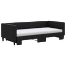 daybed med udtræk og madras 90x200 cm stof sort
