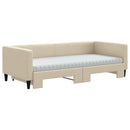 daybed med udtræk og madras 90x200 cm stof cremefarvet