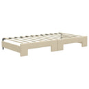 daybed med udtræk og madras 100x200 cm stof cremefarvet