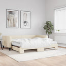 daybed med udtræk og madras 100x200 cm stof cremefarvet