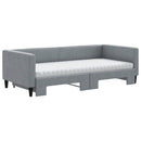 daybed med udtræk og madras 90x190 cm stof lysegrå