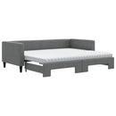 daybed med udtræk og madras 90x190 cm stof mørkegrå