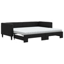 daybed med udtræk og madras 90x190 cm stof sort