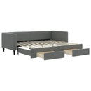 daybed med udtræk og skuffer 80x200 cm stof mørkegrå