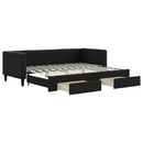 daybed med udtræk og skuffer 80x200 cm stof sort