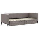daybed med udtræk og skuffer 80x200 cm stof gråbrun
