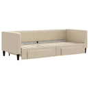 daybed med udtræk og skuffer 80x200 cm stof cremefarvet