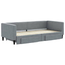 daybed med udtræk og skuffer 90x200 cm stof lysegrå