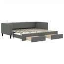 daybed med udtræk og skuffer 90x200 cm stof mørkegrå