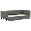 daybed med udtræk og skuffer 90x200 cm stof mørkegrå