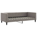 daybed med udtræk og skuffer 90x200 cm stof gråbrun