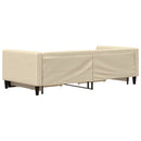 daybed med udtræk og skuffer 90x200 cm stof cremefarvet
