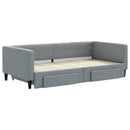 daybed med udtræk og skuffer 100x200 cm stof lysegrå