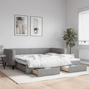 daybed med udtræk og skuffer 100x200 cm stof lysegrå