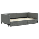 daybed med udtræk og skuffer 100x200 cm stof mørkegrå