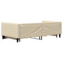 daybed med udtræk og skuffer 100x200 cm stof cremefarvet