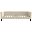 daybed med udtræk og skuffer 100x200 cm stof cremefarvet