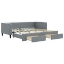 daybed med udtræk og skuffer 90x190 cm stof lysegrå