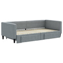 daybed med udtræk og skuffer 90x190 cm stof lysegrå