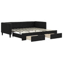 daybed med udtræk og skuffer 90x190 cm stof sort