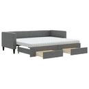 daybed med udtræk og skuffer 80x200 cm stof mørkegrå