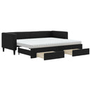 daybed med udtræk og skuffer 80x200 cm stof sort