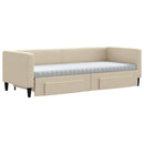 daybed med udtræk og skuffer 80x200 cm stof cremefarvet