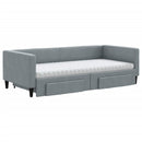 daybed med udtræk og skuffer 90x200 cm stof lysegrå