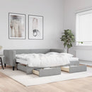 daybed med udtræk og skuffer 90x200 cm stof lysegrå