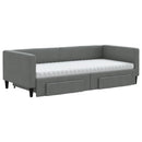 daybed med udtræk og skuffer 90x200 cm stof mørkegrå