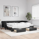 daybed med udtræk og skuffer 80x200 cm stof sort