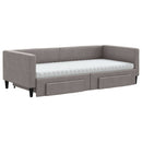 daybed med udtræk og skuffer 90x200 cm stof gråbrun