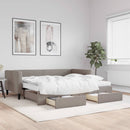 daybed med udtræk og skuffer 90x200 cm stof gråbrun