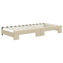daybed med udtræk og skuffer 90x200 cm stof cremefarvet