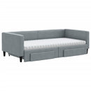 daybed med udtræk og skuffer 100x200 cm stof lysegrå
