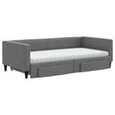 daybed med udtræk og skuffer 100x200 cm stof mørkegrå