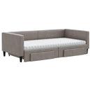 daybed med udtræk og skuffer 100x200 cm stof gråbrun
