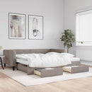 daybed med udtræk og skuffer 100x200 cm stof gråbrun