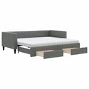 daybed med udtræk og skuffer 90x190 cm stof mørkegrå
