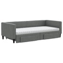 daybed med udtræk og skuffer 90x190 cm stof mørkegrå