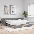 daybed med udtræk og skuffer 90x190 cm stof mørkegrå