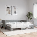 daybed med udtræk 100x190 cm stof lysegrå