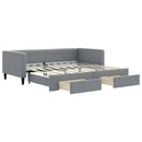 daybed med udtræk og skuffer 100x190 cm stof lysegrå