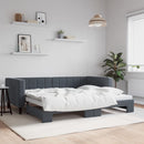 daybed med udtræk 90x200 cm velour mørkegrå