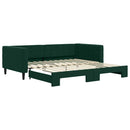 daybed med udtræk 100x200 cm velour mørkegrøn