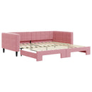 daybed med udtræk 100x200 cm velour lyserød