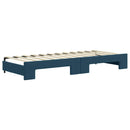 daybed med udtræk og madras 80x200 cm velour blå